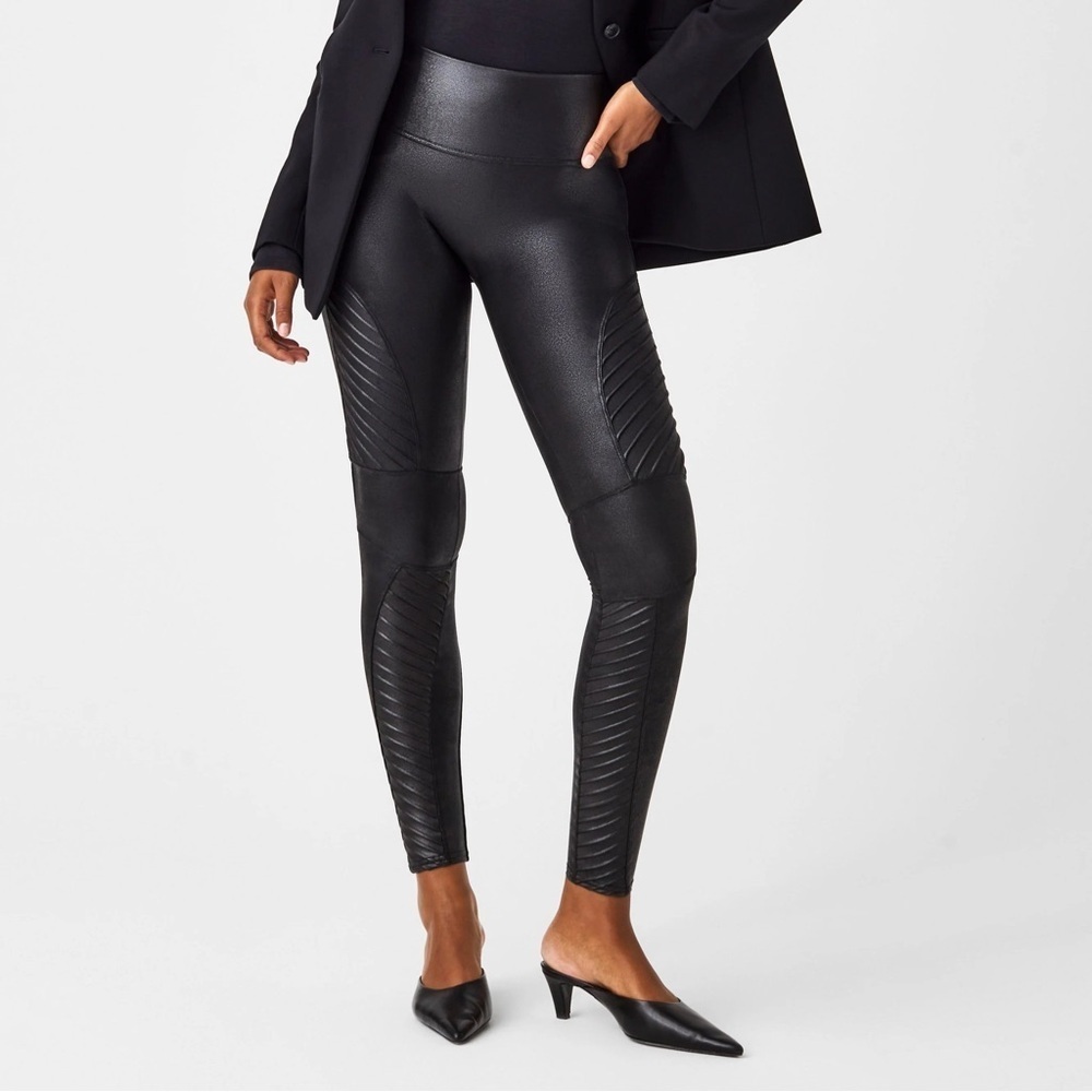 Spanx moto leggings shiny size medium 27” inseam